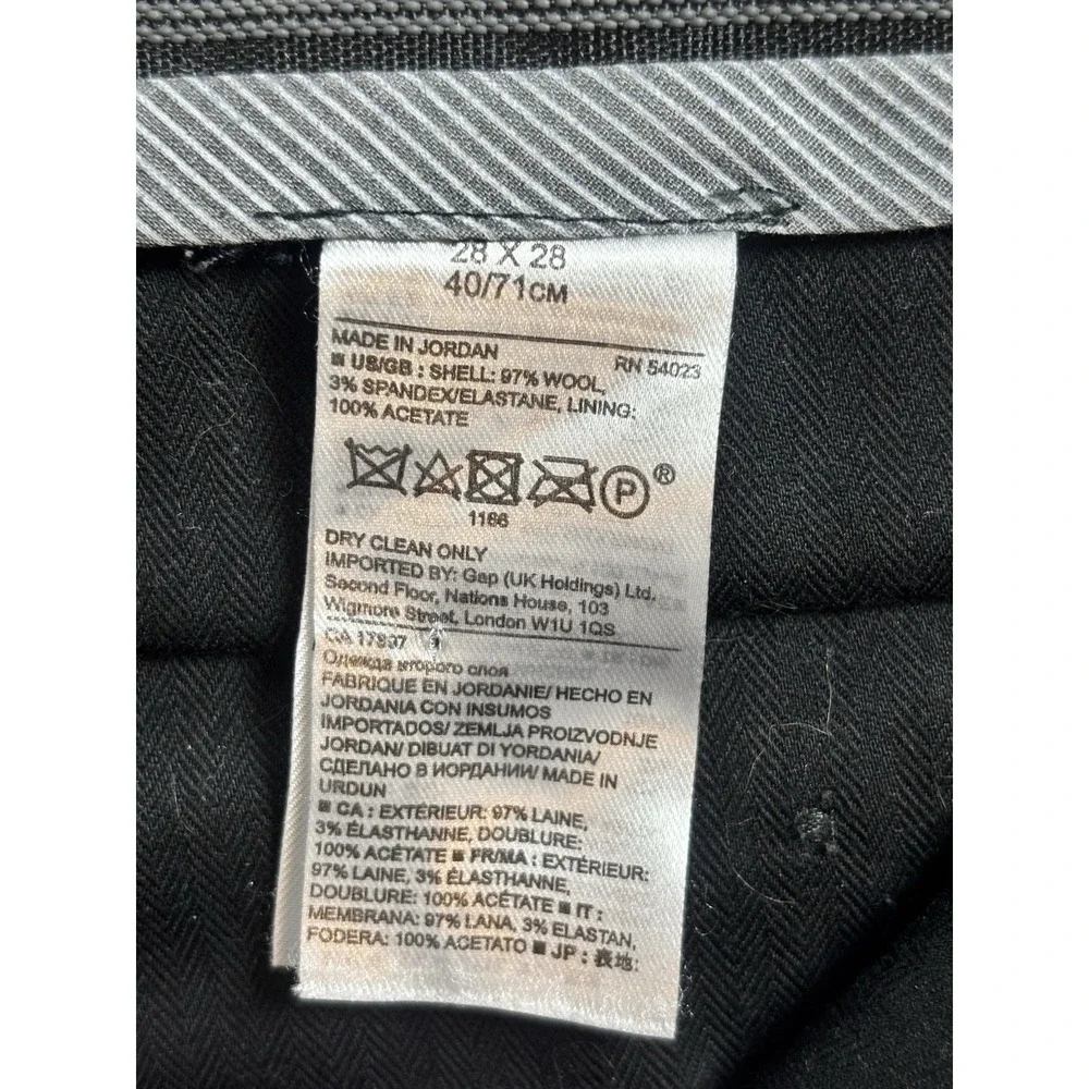Banana Republic Slim‎ Fit Men's 28x27 Comfort Stretch Wool Slacks Black Luxury